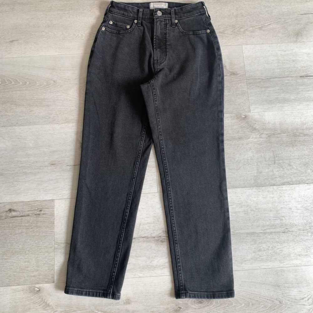 Everlane The '90s Cheeky Straight Jean Washed Black Size 25S Ankle